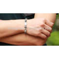 Pulseira de prata de venda superior, braceletes pesados ​​de aço inoxidável, pulseira artesanal